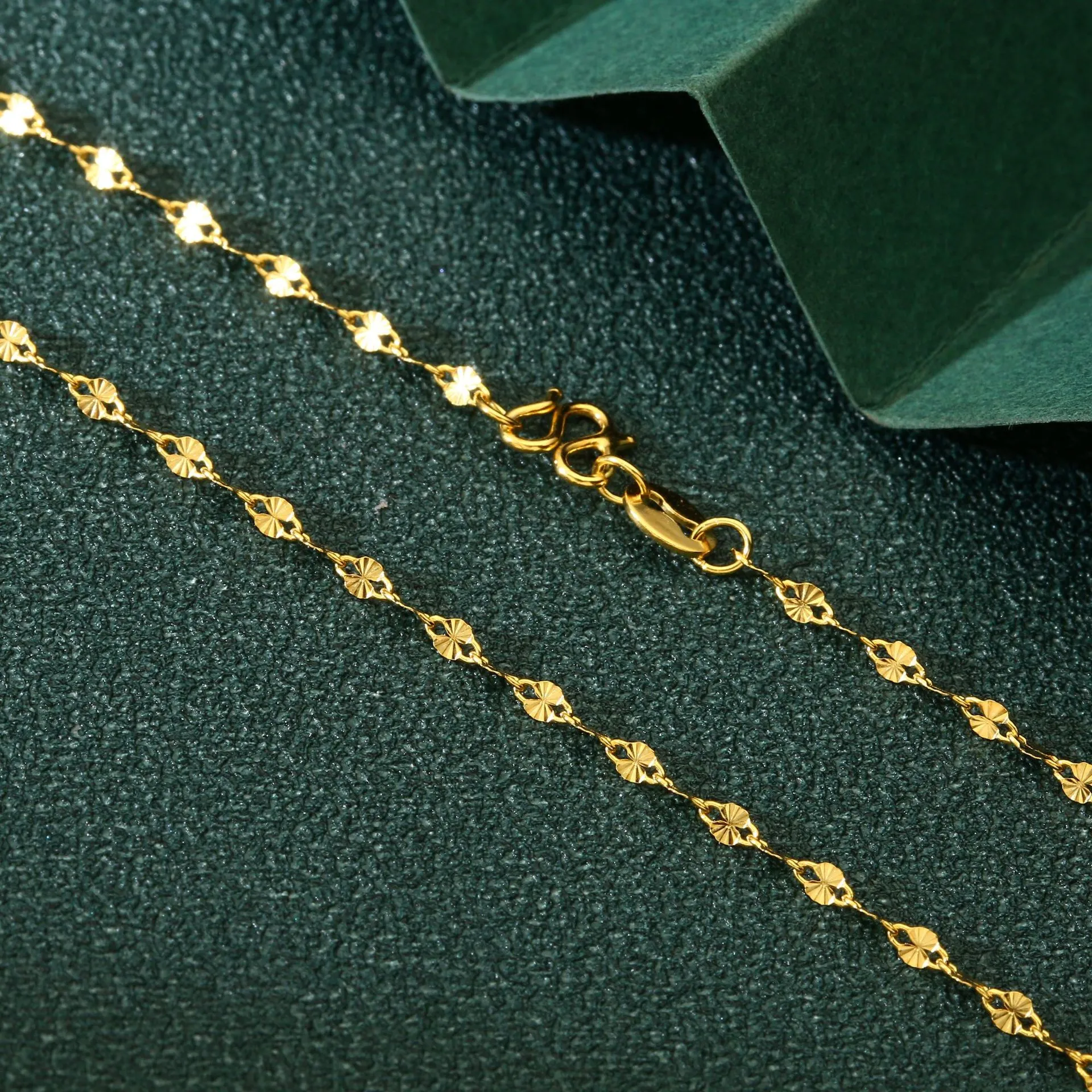 7091号足银999.9电镀黄金雪花链车花项链引流直播引流爆款