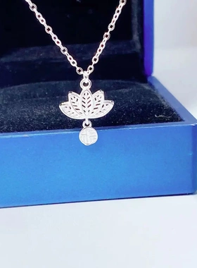 6434足银990莲花福牌项链女款纯银轻奢小众精致纯银