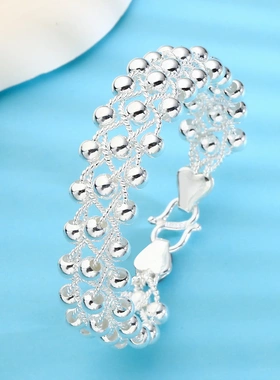 8579足银990手工编制三排光珠手镯莫比乌斯手镯直播爆款