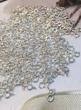 S925银弹簧扣银配件手链项链带圈连接扣DIY手工配件引流礼品