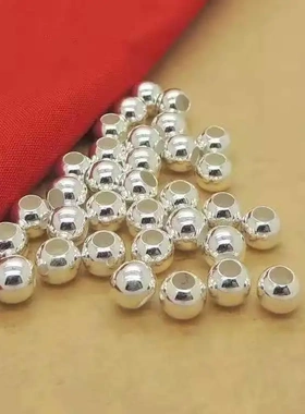 光面转运珠diy手工串珠足银饰品配件手链/隔珠光面银珠