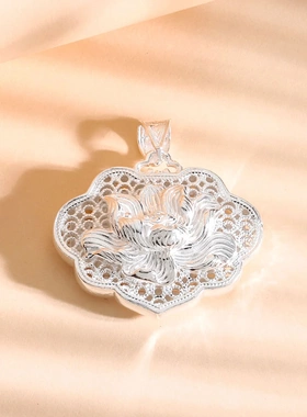 中国金铺足银990花丝心经莲花吊坠新中式精致花丝纯银挂件送礼物