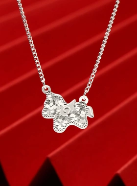 7758号足银999.9碎冰冰天使木马项链小众锁骨链卡通可爱直播爆款