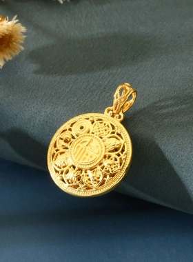 8231号足银990电镀黄金八宝罗盘吊坠1.3g工厂引流直播爆款