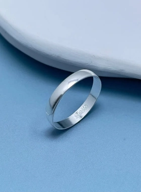 S999纯银直条开口光面戒指女足银戒子开口刻字引流直播爆款