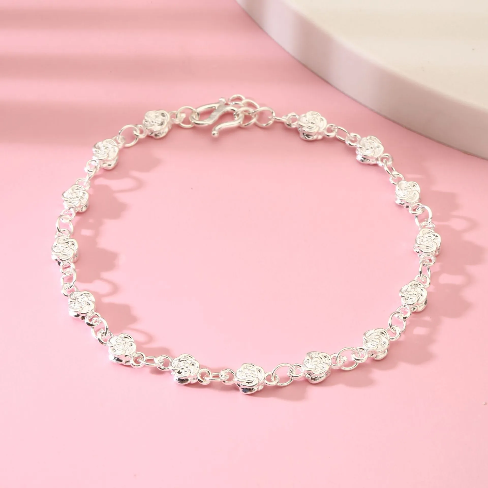 8200号玫瑰花99纯银手链女款轻奢小众精致520礼物送女友直播爆款