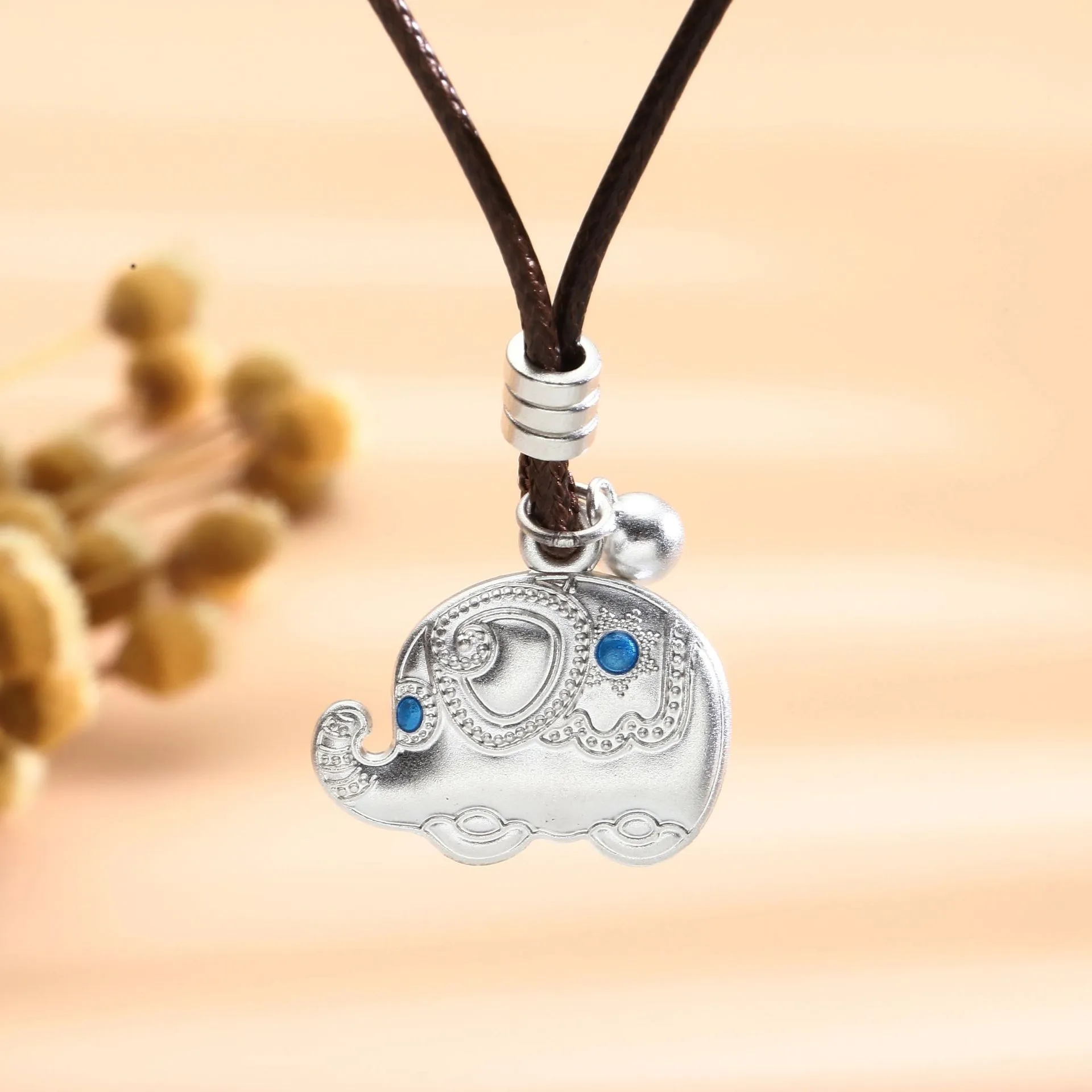 8509号足银999.9珐琅彩吉祥小象项链精致高级感锁骨工厂直播爆款