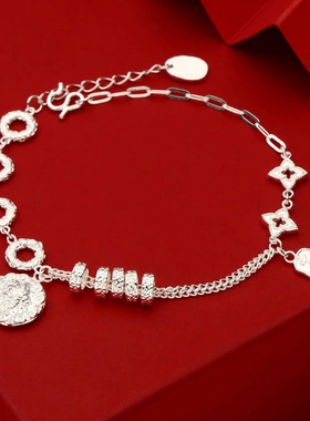 7761号足银999.9圈圈黄财神千万两盘缠手链中式气质时尚工厂直销