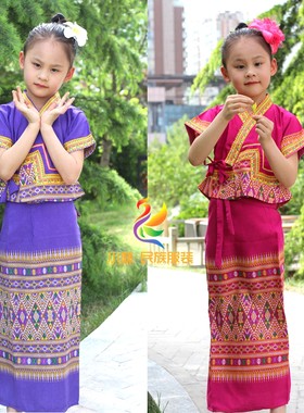 泰国女童装版纳傣族礼服泼水节