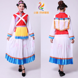 昆明发货 新款云南丽江纳西族舞蹈演出服日常丽江篝火晚会舞服128