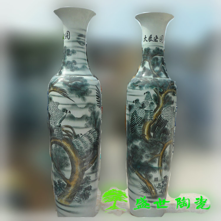 景德镇手绘大展宏图庭院落地花瓶