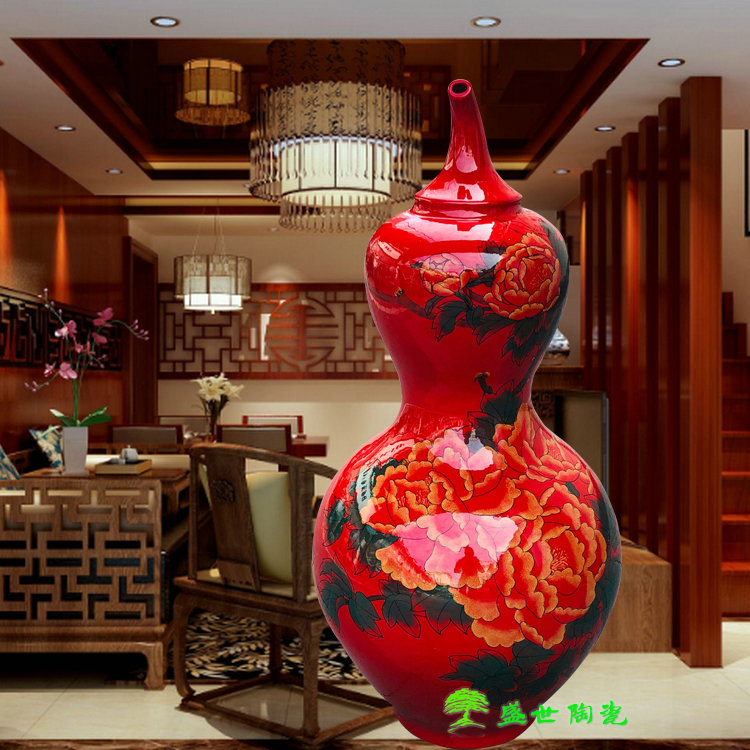 景德镇手绘中式风客厅落地花瓶