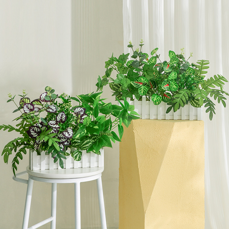 仿真绿植造景组合假绿萝室内植物盆栽户外栅栏装饰摆件花箱仿真花