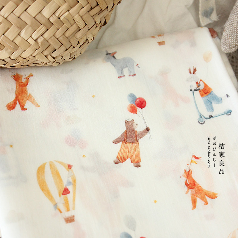 北欧熊凉感夏天婴儿级a类天丝布料床单旗袍童装汉服床品发圈面料