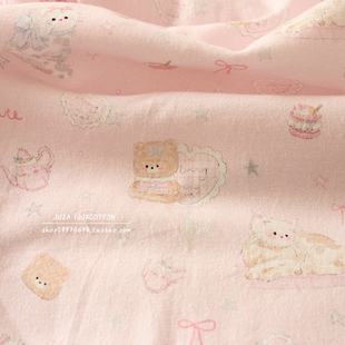 一起撸猫纯棉磨毛布料手工发圈初生儿包巾衣服床品被套全棉面料