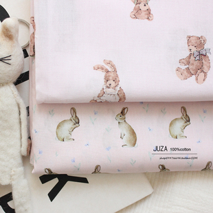 外贸数码细纱精梳纯棉布料兔子衣服裙子衬衫床品洛丽塔全棉面料