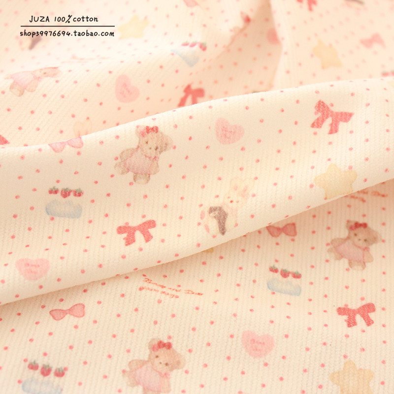 特价韩国灯芯绒小熊条绒布料衣服手工发圈宝宝靠垫裙子被套面料,居家布艺,海绵垫/布料/面料/手工diy,淘宝优惠券,粉丝福利购,淘宝优惠卷