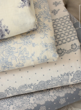 蓝色系母婴a类纯棉双层纱布料衣服床品手工发圈布料全棉浴巾面料