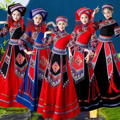 新款广西壮族壮锦三月三少数民族舞蹈演出服饰女成人舞台服装表演