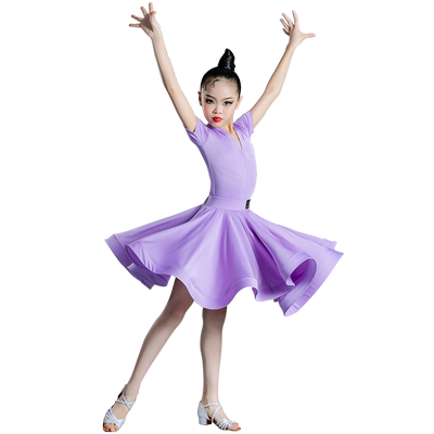 拉丁舞女童少儿练功短袖连体