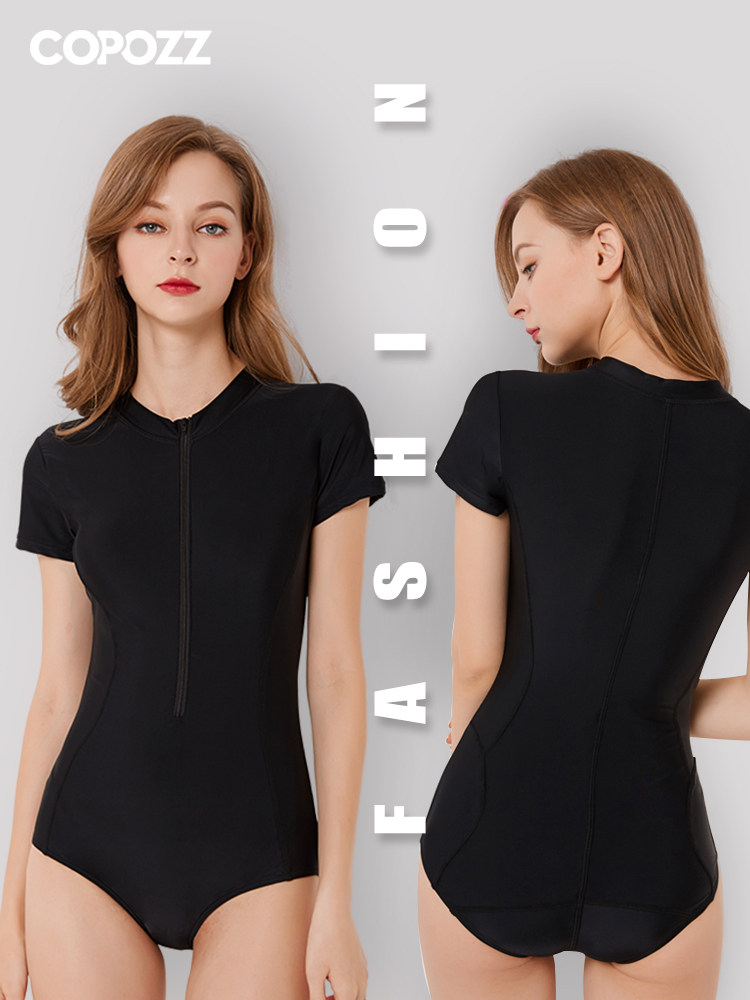 COPOZZ swimsuit Female sense of one-piece cover belly thin conservative fairy fan bathing suit hot spring small chest gathered outfit