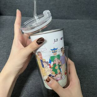 蜡笔小新联名古茗周边二创冷变杯小新高颜值可爱喝水咖啡杯子变色