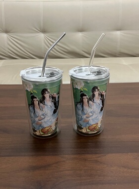 华莱士联名魔道祖师PP杯diy改造304内胆杯盖子吸管玻璃外壳材料包