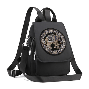 高级感双肩包女个性镶钻牛津布小背包时尚帆布百搭两用小众背包包