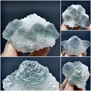 福建十字蓝心八面体阶梯状绿萤石水晶共生天然矿物晶体矿石标本