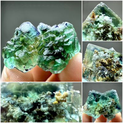 纳米比亚蓝绿景色幻影萤石天然原矿石矿物晶体标本摆件教学观赏