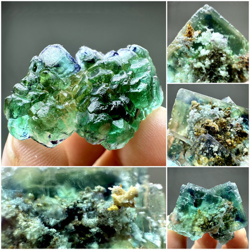 纳米比亚蓝绿景色幻影萤石天然原矿石矿物晶体标本摆件教学观赏