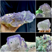 青花瓷紫边萤石石膏孔雀石天然矿物晶体矿石标本摆件教学观赏收藏