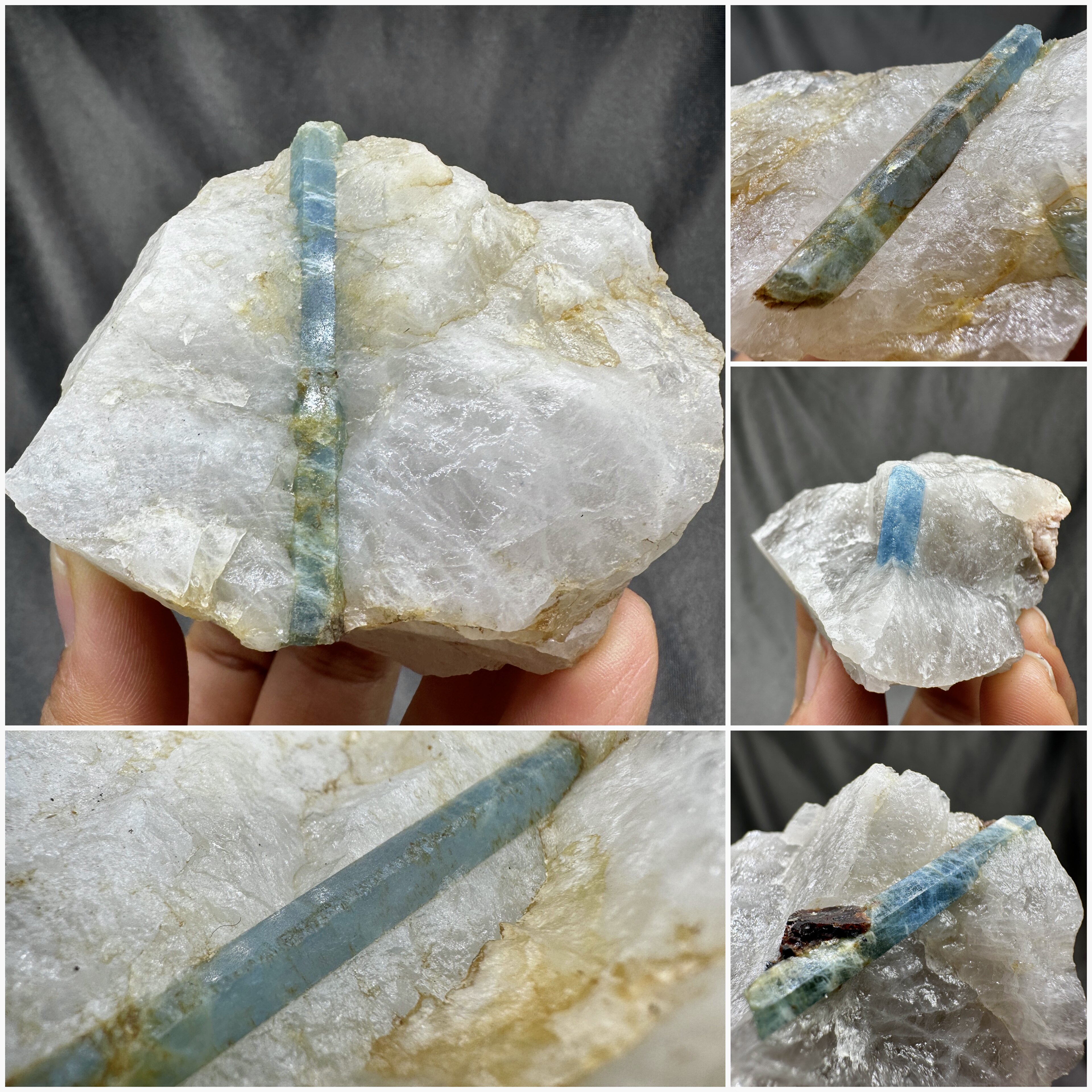 新疆柱状海蓝宝石英天然矿物晶体矿石标本摆件教学观赏收藏奇石