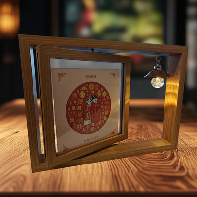 实木相框摆台可旋转展示架防潮防尘玻璃结婚照相框朋友礼物装饰画