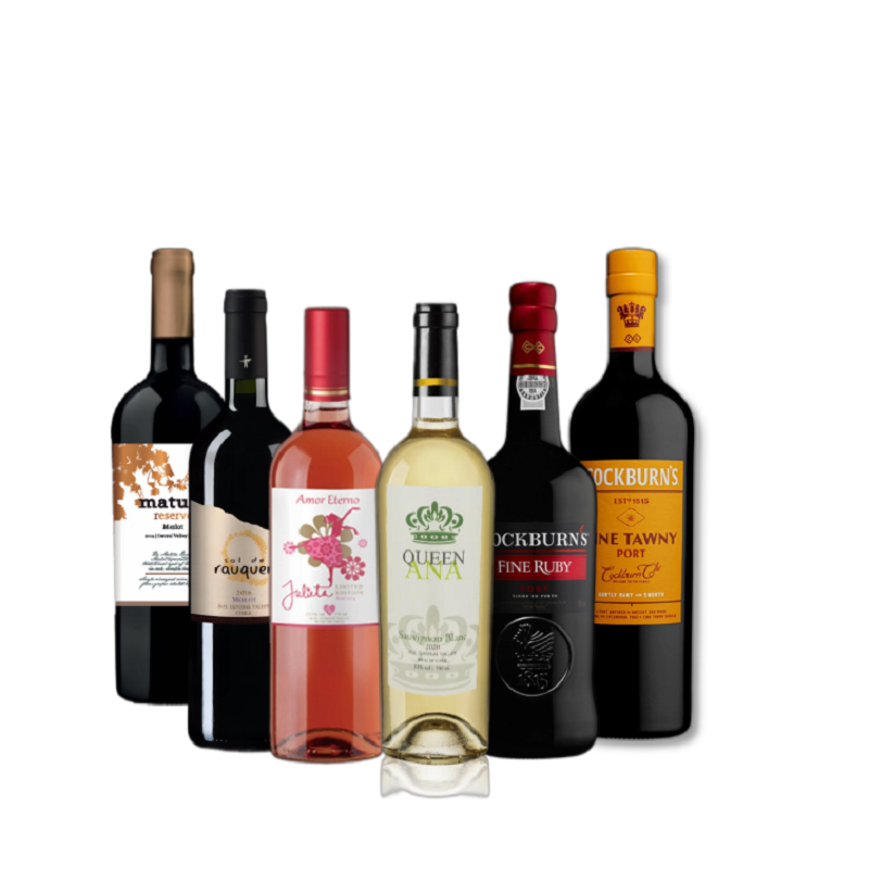 红酒6支组合装干红干白加强酒全品类体验装