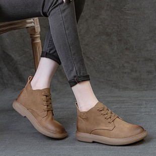 外贸工厂尾货撤柜清仓捡漏真皮高帮鞋 2025秋冬马丁靴女复古短靴子