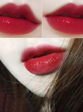 屈臣氏不掉色防水正红色不沾杯肉桂奶茶口红雨衣哑光防水雨衣定妆