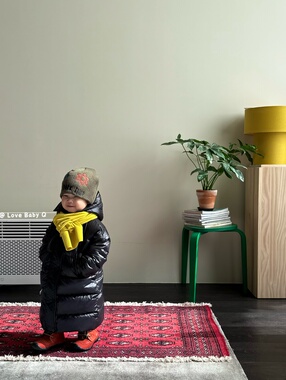 LBQ原创童装·黑色连帽长款保暖羽绒服