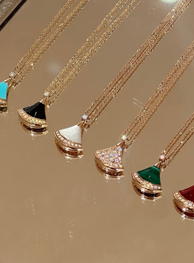 纯银扇形裙子项链轻奢送女友礼物