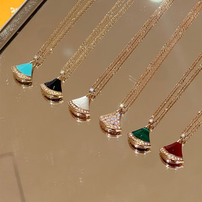 纯银扇形裙子项链轻奢送女友礼物