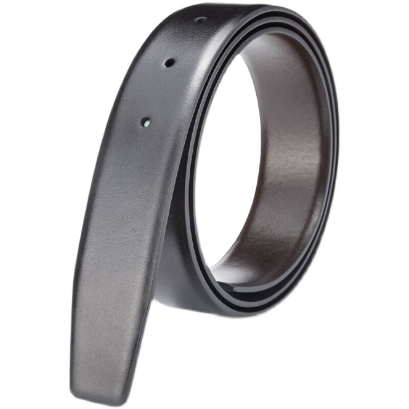 男士真皮腰带漆皮亮光面双面头层纯牛皮无头皮带身高档打孔裤带