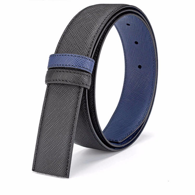时尚男士无头皮带十字纹双面头层牛皮打孔皮带身3.4裤腰带不带头