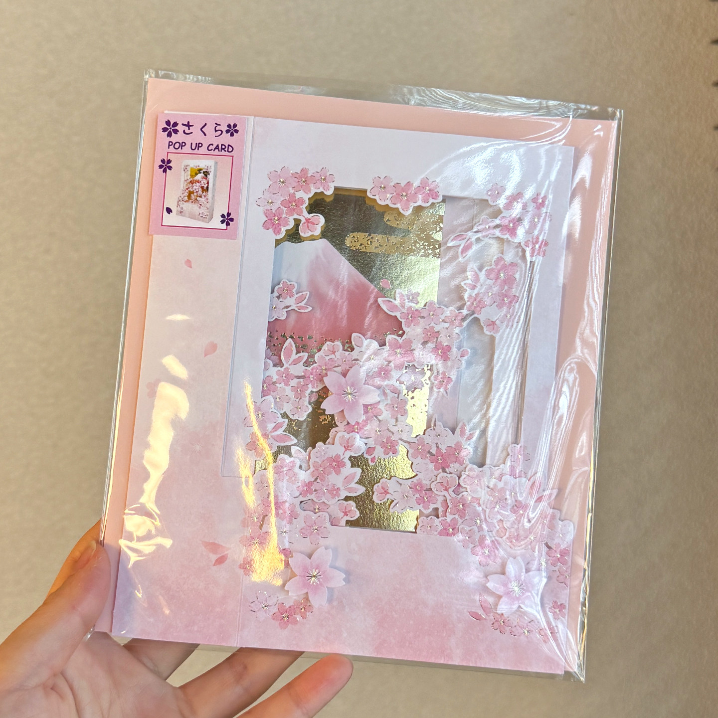 日本新款现货富士山春季限定樱花立体贺卡折叠式卡片精美插画生日