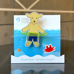 日本新款立体游泳池河小狗可放水漂浮趣味救生圈PVC透明万用卡片