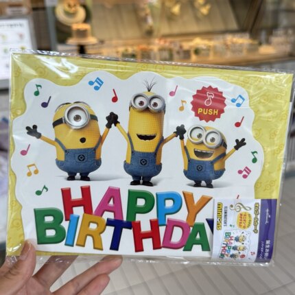 日本进口小黄人Minions神偷奶爸卑鄙的我儿童立体生日音乐贺卡片