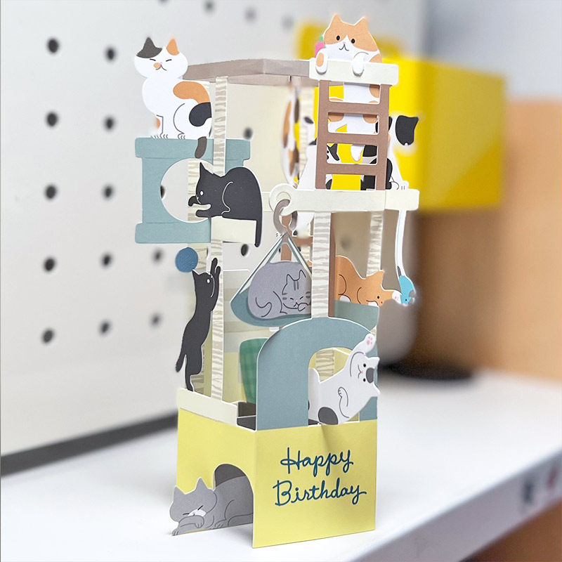 日本授权人气猫咪可爱猫塔立体装饰生日贺卡片装饰3D玩具节日亲子,节庆用品/礼品,贺卡/卡片,淘宝优惠券,粉丝福利购,淘宝优惠卷