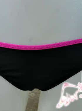 外单D*百搭三角女装泳裤黑色/玫红边 S M L 111