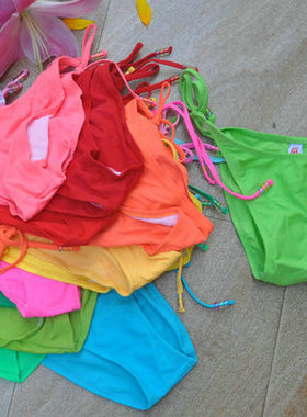 百搭糖果色两侧系带款三角泳裤--纯色款(部分带荧光）多色 FA111