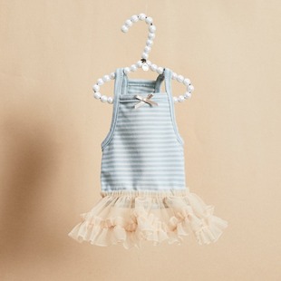 预定/燕子萌宠屋韩国代购Louisdog小型猫狗无袖条纹蓬蓬裙