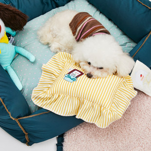 现货/燕子萌宠屋韩国代购louisdog宠物猫狗条纹卡通图案枕头
